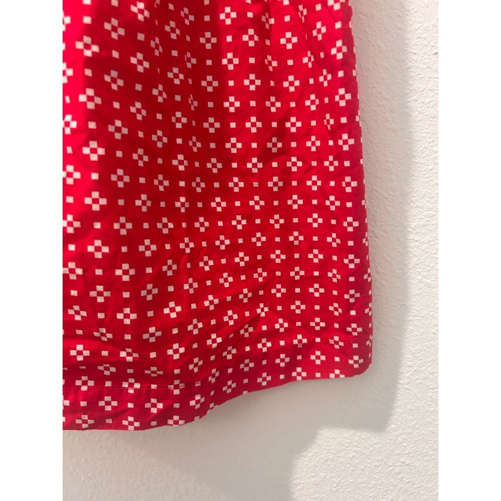 Hanna Andersson Girls Red White Geometric Print Cotton Smocked Sun Dress - Picture 3 of 6